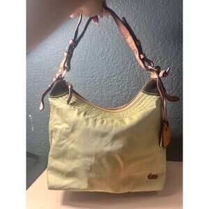 Dooney Bourke Hobo Shoulder Handbag Womens Khaki Chic Travel Casual Quilted
